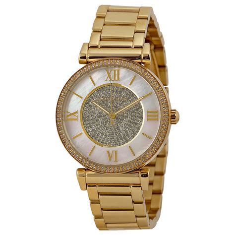 Mother of Pearl Michael Kors Gold Watches .